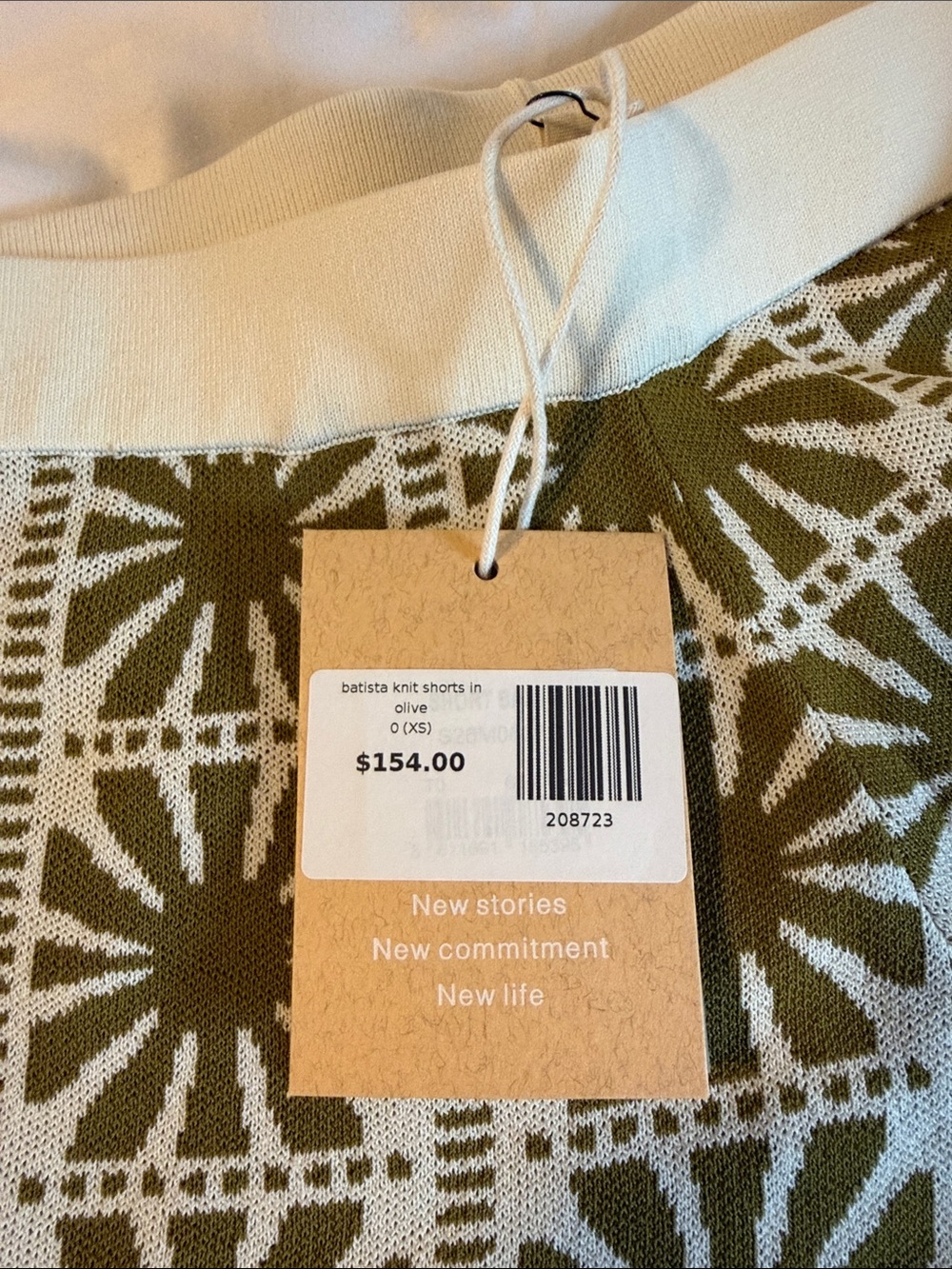 awomen’s Olive Green & Cream Patterned Tropical Shorts Set Sz XS - Picture 4 of 7